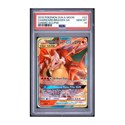 PSA 10 | Charizard & Braixen-GX #22/236 (Cosmic Eclipse, 2019)